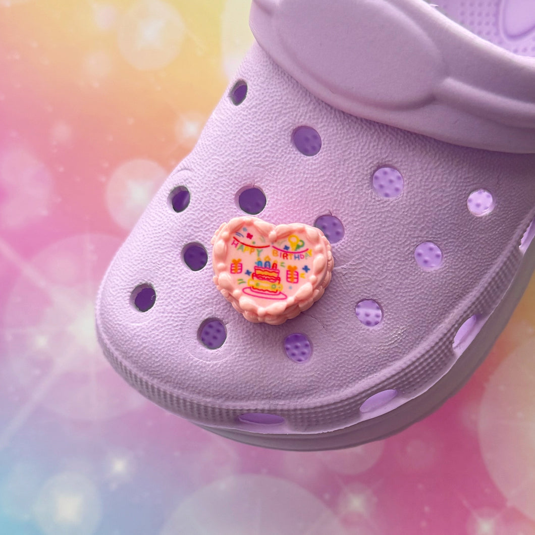 B154 Pink Vintage Cake Croc Charm
