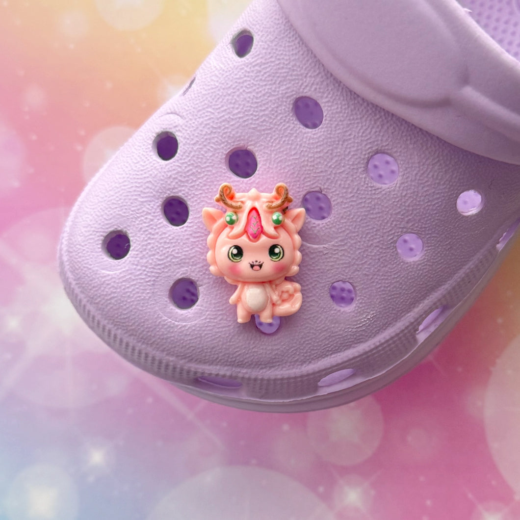 B157 Pink Dragon Croc Charm