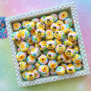 A509 PomPom Hand Painted Beads 20pcs