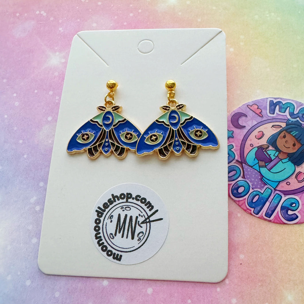 Blue Moth Earrings