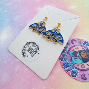 Blue Moth Earrings