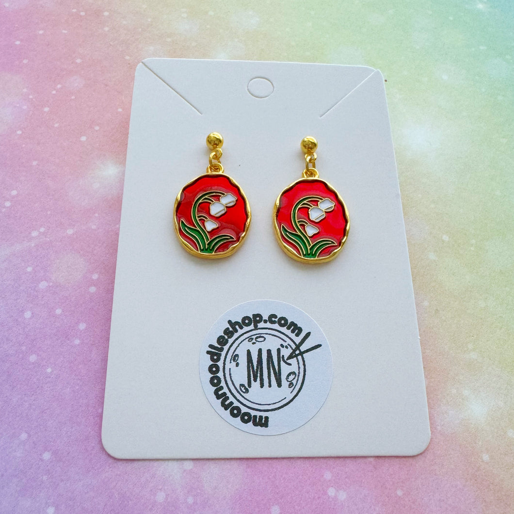 Lily of the Valley Stained Glass Earrings