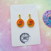 Load image into Gallery viewer, Sunset Rose Stained Glass Earrings