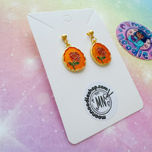 Load image into Gallery viewer, Sunset Rose Stained Glass Earrings