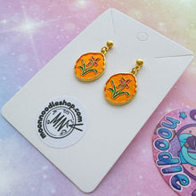 Load image into Gallery viewer, Tiger Lily Stained Glass Earrings