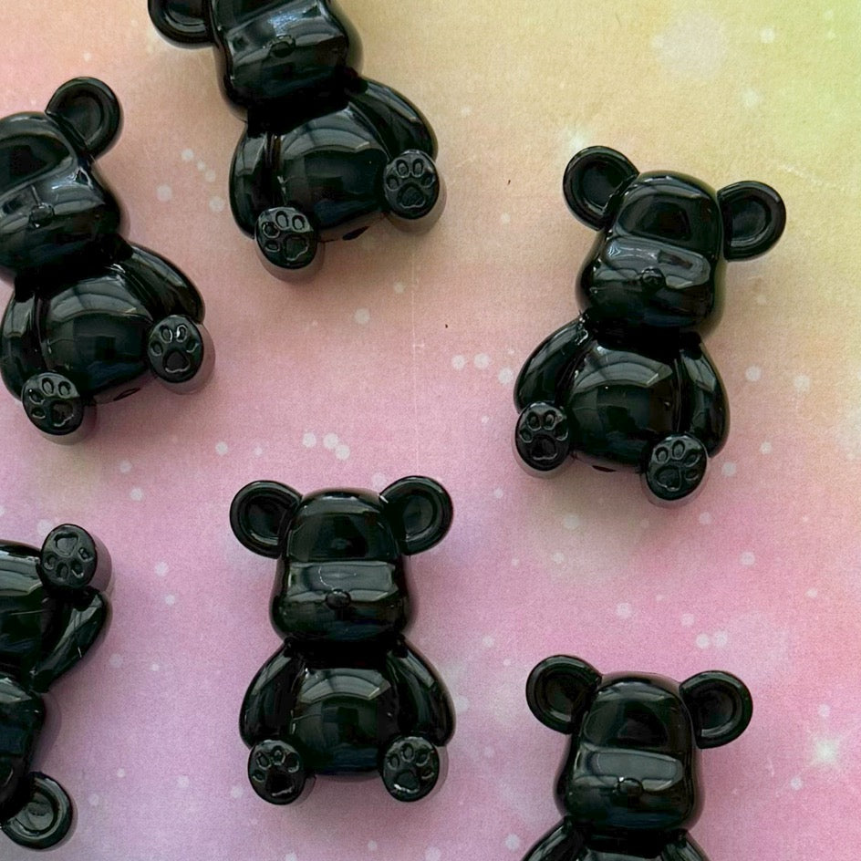 A520 Black Bear Focal Beads -6 pcs