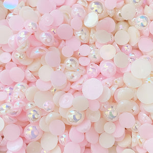A321 Pink and White Iridescent Pearl Resin Charms