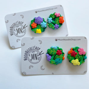 Scallop Tropical Flower Large Polymer Clay Earrings