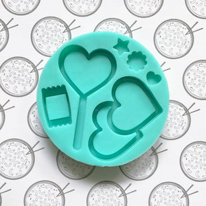Valentine Lollipop and Double Heart Silicone Mold