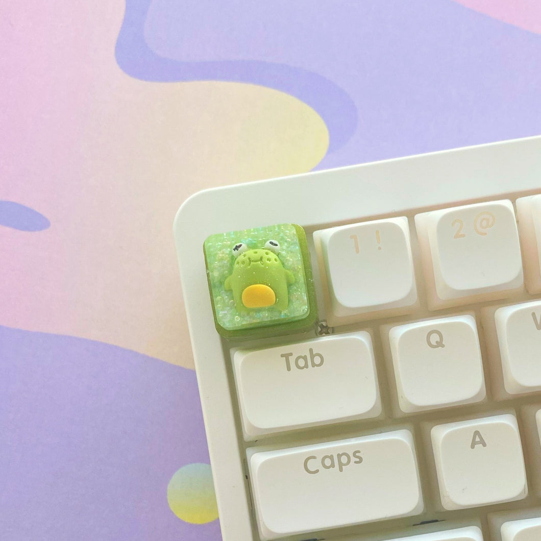 Green Sleepy Frog Artisan Keycap